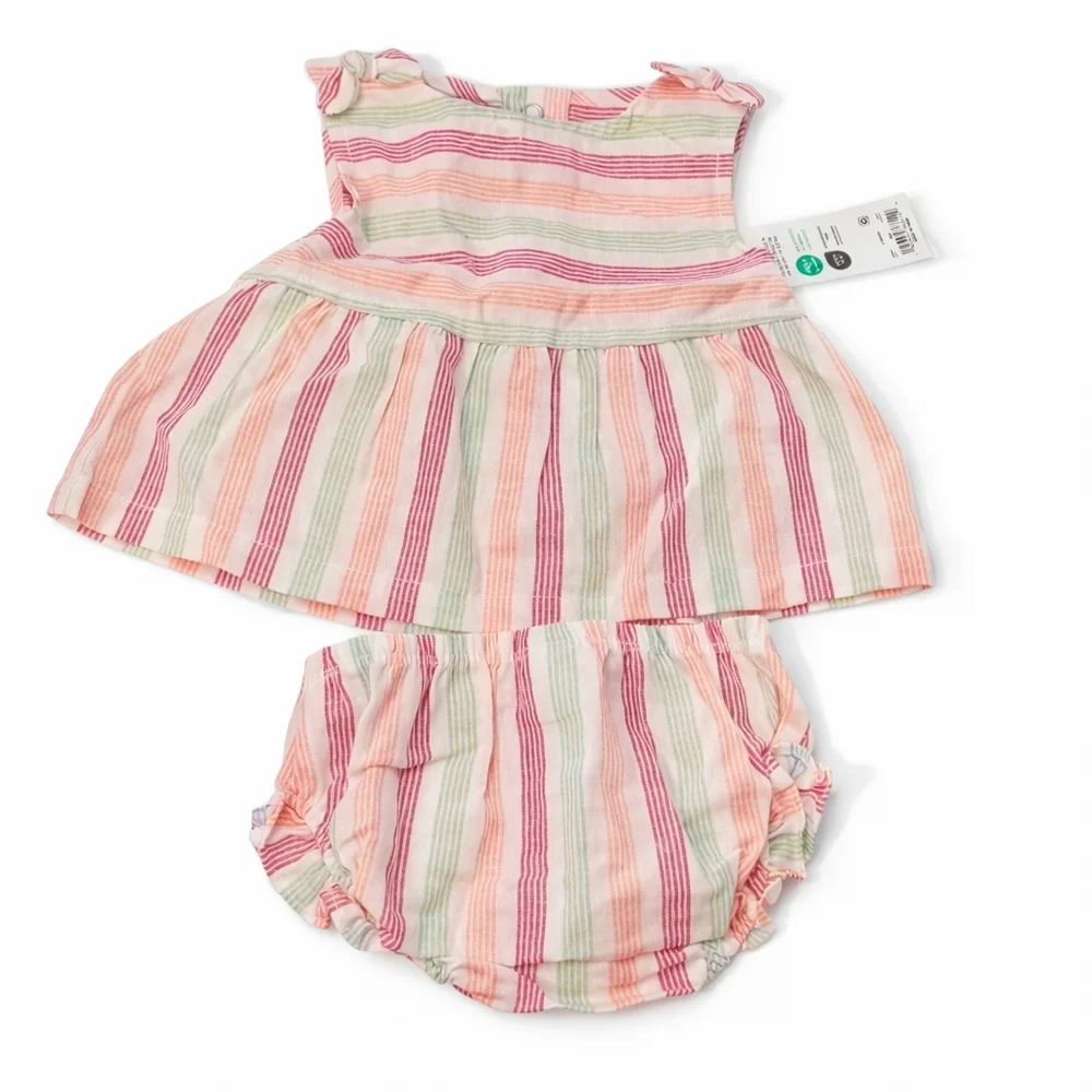 Carter's 2 Piece Striped Sleeveless Casual Dress 0-3 Months